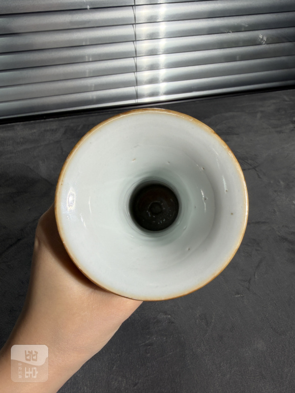 清康熙青花山水人物纹竹节型小花觚 - 图5